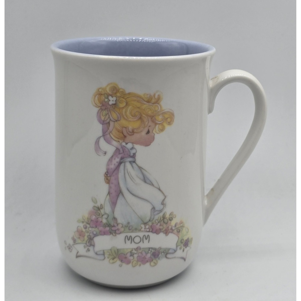 Vintage 1989 Precious Moments Mom Coffee Mug Enesco Pastel Floral Ceramic Cup